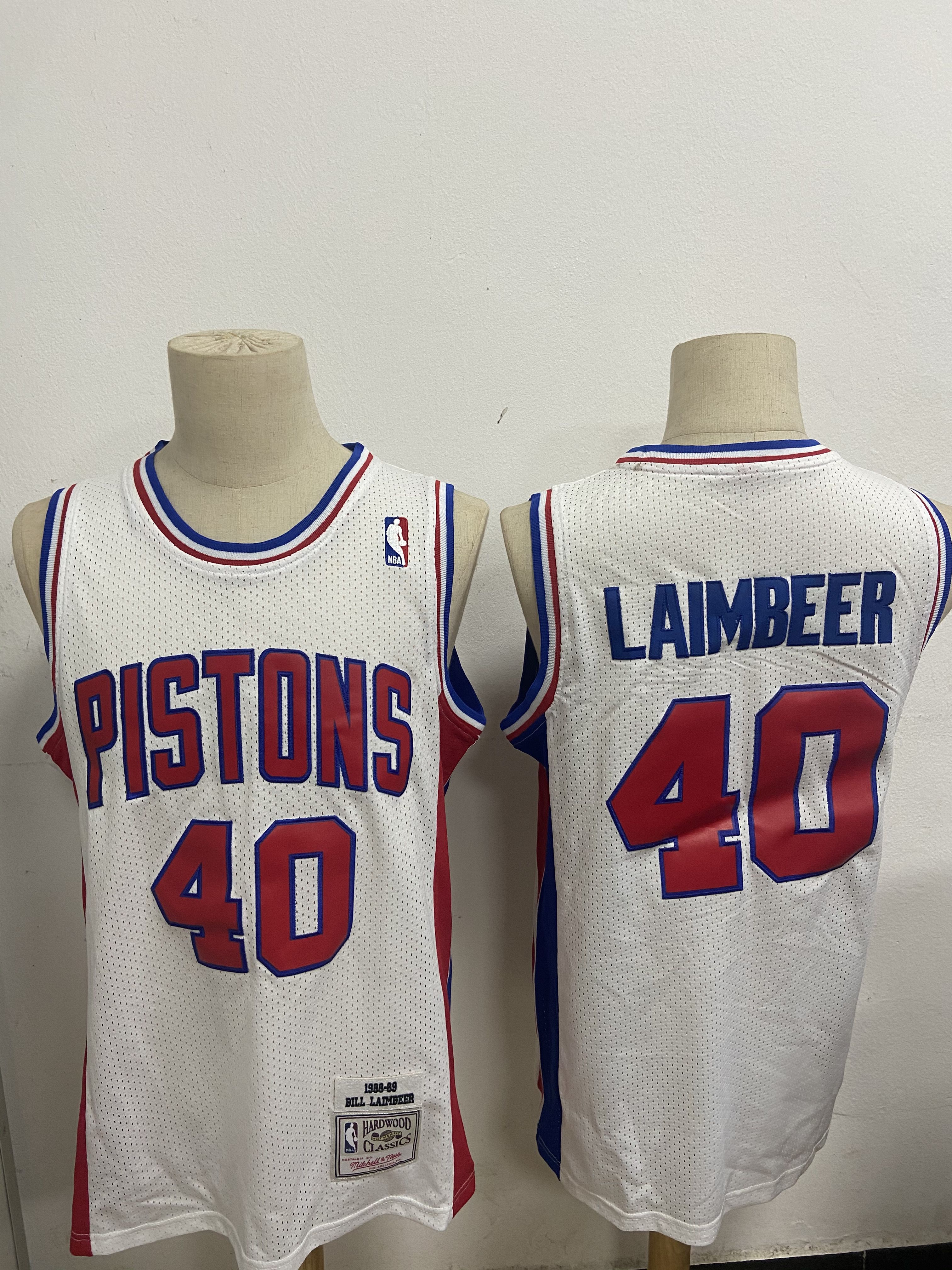 Men Detroit Pistons #40 Laimbeer White Throwback NBA Jerseys->detroit pistons->NBA Jersey